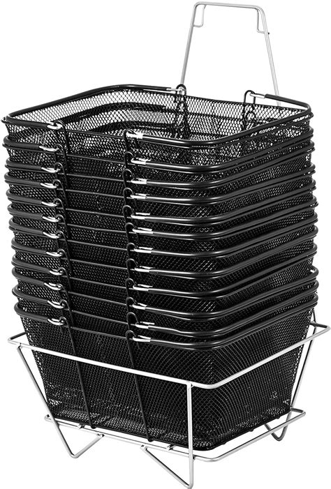 metal shopping basket with handles retail with fabric|hand held grocery baskets.